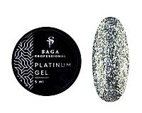 Saga Гель для дизайна Platinum Gel №03 (серебро, металлик), 5мл