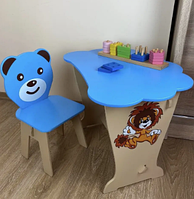 Дитячий столик і стільчик синій. Кришка хмаркa | Стільчики та столики для дітей