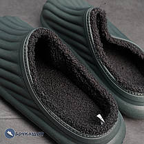 Чоловічі утеплені гумові тапки кольору хакі, фото 2