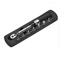 Динамометричний ключ клацального типу 1/4" 1~24Hм 200 мм із комплектом біт 10 од. 6665 JTC