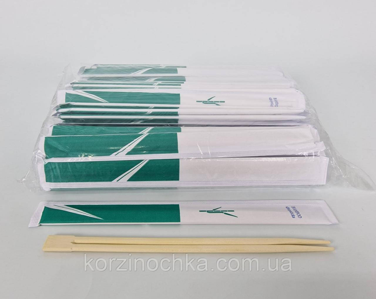 Палички для Суші бамбукові 230 мм Ø4,2 мм(100 шт)(1 пач)палочки в паперовій індивідуальній упаковці