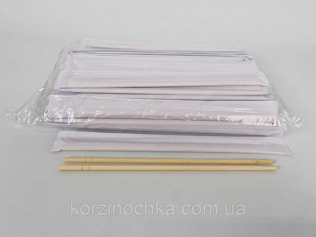Палички для Суші бамбукові 225 мм Ø5 мм(100 шт)(1 пач)палочки в паперовій індивідуальній упаковці