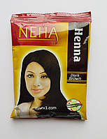 Натуральна хна для волосся Неха, Темний коричневий, Herbal Neha, Dark Brown, 15 г.