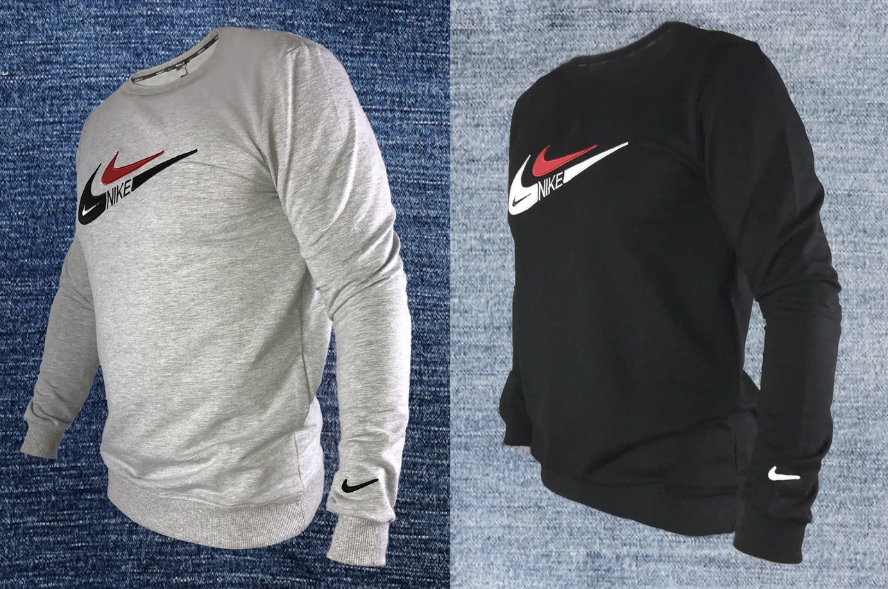 Чоловічий брендовий світшот NIKE (Найк) весняний осінній сірий Туреччина. Кофти світшоти. Чоловічий одяг, фото 1