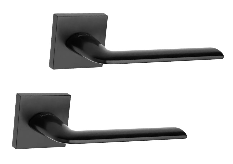 Ручки для дверей Rich-Art Найс 491 R64 FB чорний матовий (на квадратній розетці), фото 1