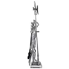 Стильний набір аксесуарів для каміна сталевого кольору 3 предмети — щітки, совок і кочерга, фото 2