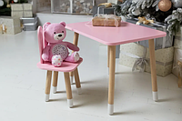 Стульчик зайка | Розовый прямоугольный столик и стульчик детский зайчик.
