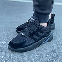 Повседневные мужские кроссовки Adidas черные молодежные на весну осень лето легкие удобные кроссы