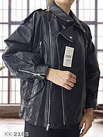 Куртка косуха женская из кожзама черная 2165