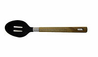 GIPFEL Ложка з прорізами TRETER 33см з дерев`яною ручкою. Матеріал: силікон, акація, нерж.сталь 2170 GIPFEL