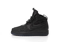 Lunar Force 1 Duckboot Nike 1AF Black (Чорні високі чоловічі кросівки Найк Лунарфорс Дакбут)