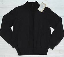 Жакет (кардиган / кофта для хлопчика) на блискавці, чорний колір, розмір 122-128