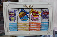 Рушники вафельні кухонні "Nilteks" Макаруни 4 шт 40х60. Вафельные полотенца для кухни