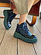 Жіночі чорні черевики натуральна лакова шкіра на зеленій платформі Демі, фото 7