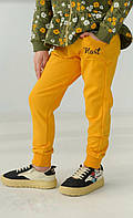 Штаны спортивные для девочки жёлтого цвета двунитка бренд Hard Kids
