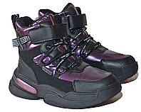 Детские зимние ботинки для девочки на овчине ТОМ М 10374U фиолетовые. Размер 32,34