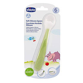 Дитяча м'яка силіконова ложка , 6м+ Chicco, зелена