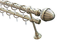 Карниз для штор Orvit Одеон металевий дворядний кручена труба кільце металеве Антик 25\19 мм 160см