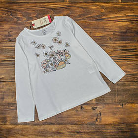 Білий реглан лонгслів на дівчинку з довгими рукавами  бавовна OVS Розмір 4-5 років зріст 110 см