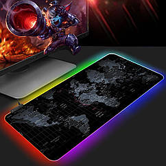 Ігрова поверхня Карта з RGB-підсвіткою 80*30 см. Килимок для мишки великий із підсвіткою