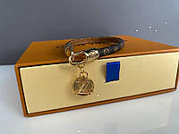 Браслет LV в золоте кожаный с логотипом луи топ