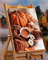Картина 3Д по номерам с галерейной натяжкой АМ-0701 на холсте с краской металлик "Натюрморт" 60*80см