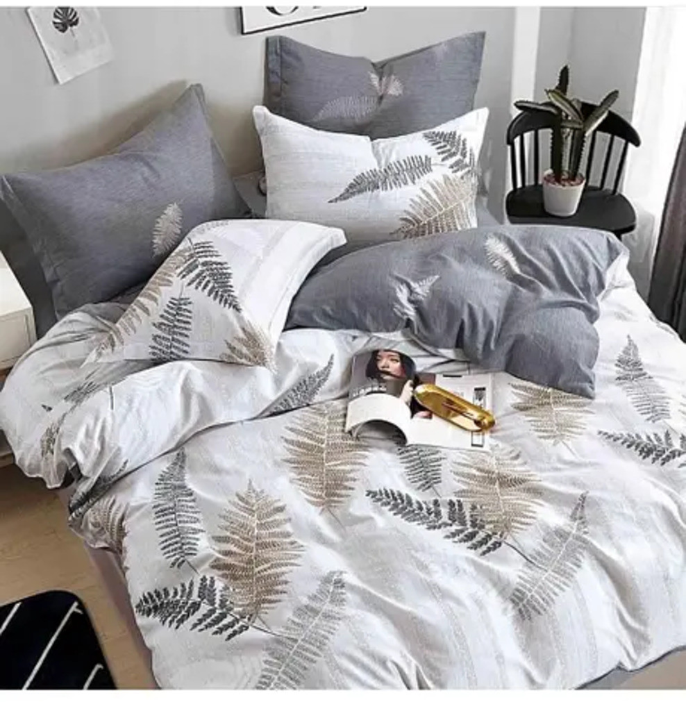 Двоспальна постільна білизна з простирадлом на гумці Ранфорс (21471) Постільна білизна з натуральних тканин, фото 1