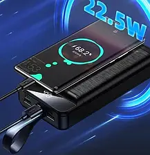 Зовнішній акумулятор PowerBank Awei P141K 40000mAh /3USB/Type-C/Lightning/ PD/QC,3A/22.5W/ black, фото 6