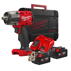 Гайковерт високомоментний MILWAUKEE 1/2" (881 Нм) з кільцем M18 FMTIW2F12-502X: з АКБ 18V 2шт-5 Ah+ЗП, кейс, 3100уд/хв, 1325 об/хв