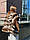 Жіноча жилетка з натурального хутра єнота та шкіри з малюнком  Розмір S M., фото 2