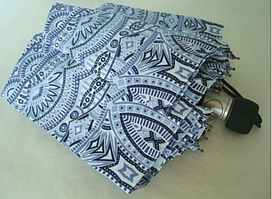 Парасолька ZEST, напівавтомат серія 10 спиць забарвлення "Орнамент" сіро-блакитний
