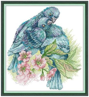 Набір для вишивання за нанесеною на канву схемою "Spring Tenderness of Little Bird". AIDA 14CT printed 25*27 см, фото 1