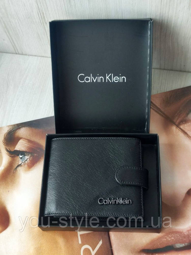 Чоловічий шкіряний гаманець black Calvin Klein