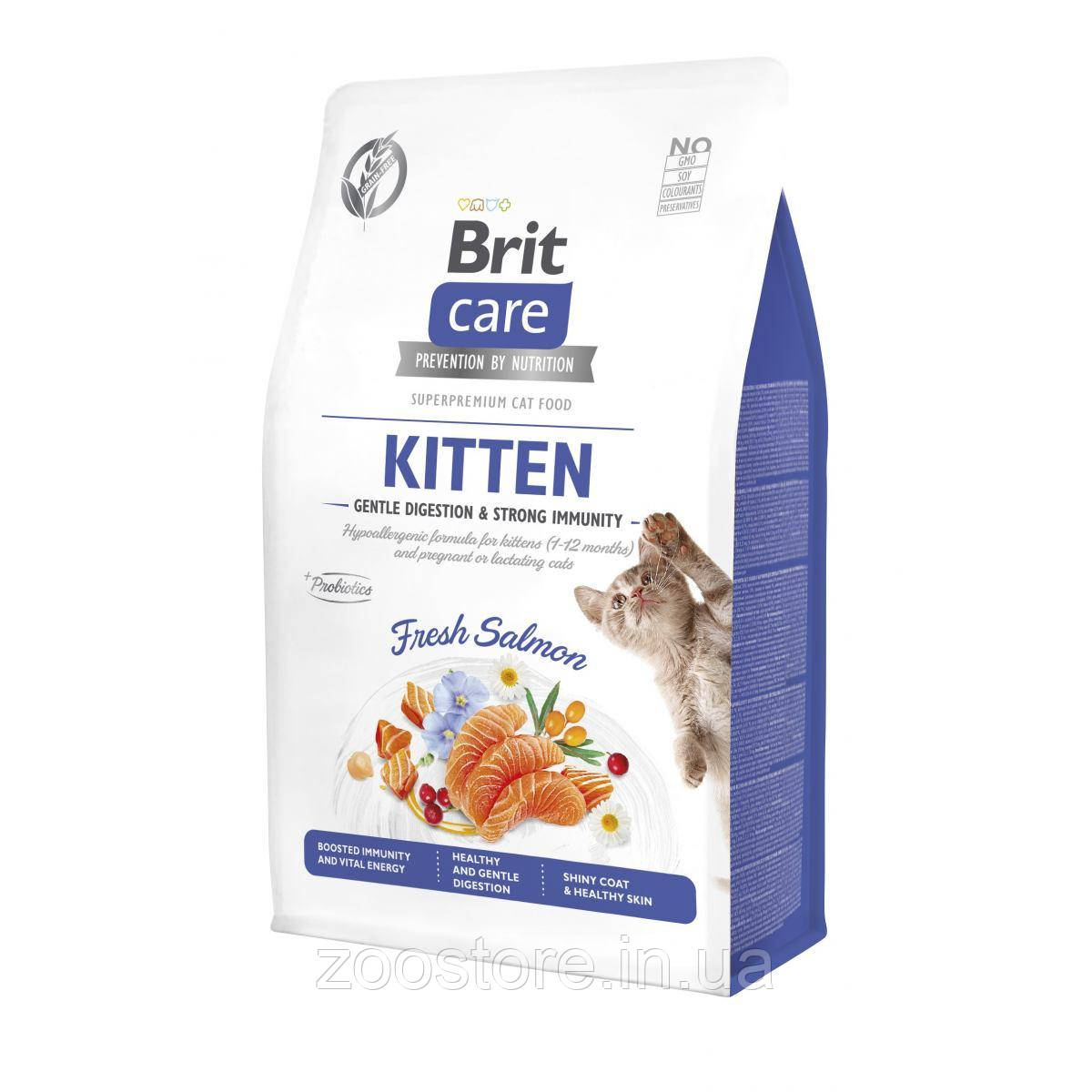 Корм сухий для кошенят Brit Care Cat GF Kitten Gentle Digestion Strong Immunity 400 г (лосось)