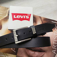 Шкіряний чоловічий ремінь black Levis 501