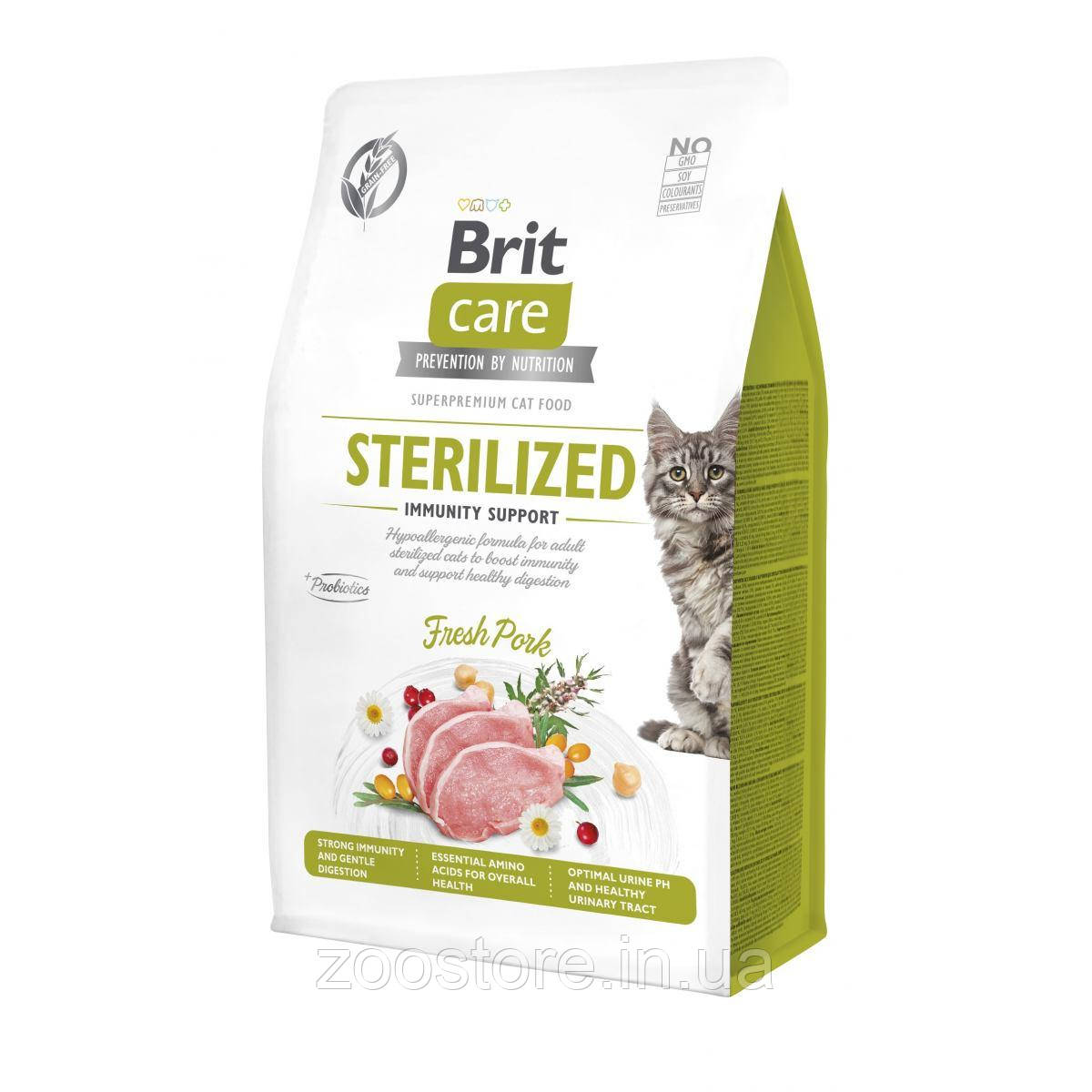 Корм сухий для стерилізованих кішок Brit Care Cat GF Sterilized Immunity Support 400 г (свинина)