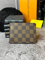 Чоловічий шкіряний гаманець Louis Vuitton Damier Ebene коричневий k021-2