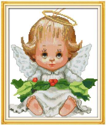 Набір для вишивання за нанесеною на канву схемою "Baby Angel". AIDA 14CT printed 29*34 см, фото 1
