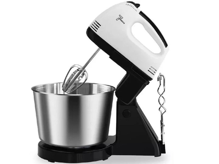 Міксер стаціонарний із металевою чашею Domotec R6637W Кухонний електричний міксер на 250Вт 7 швидкостей, фото 1