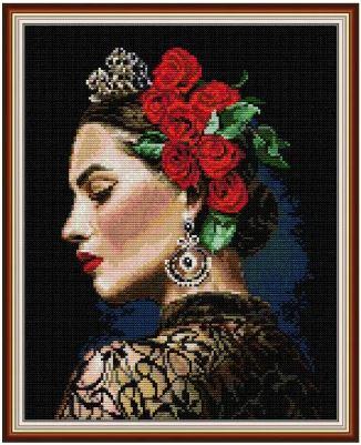 Набір для вишивання за нанесеною на канву схемою "Women in Full Dress". AIDA 14CT printed 30*36 см