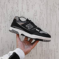 Мужские кроссовки New Balance 550 Black Grey White (черно-белые) стильные повседневные кроссы демисезон 2426