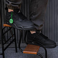 Мужские кроссовки Nike Air Jordan 4 Retro Black (черные) повседневные демисезонные кроссы монохром 2432 тренд