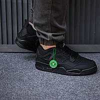 Мужские кроссовки Nike Air Jordan 4 Retro Black (черные) повседневные демисезонные кроссы монохром 2432 43