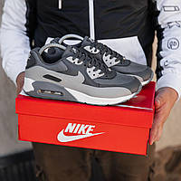 Мужские кроссовки Nike Air Max 90 Grey White (серые) красивые легкие универсальные демисезонные кроссы 2436