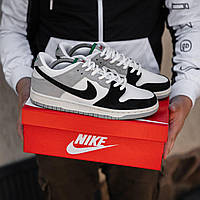 Мужские кроссовки Nike SB Dunk White Grey Black (чёрно-белые с серым) низкие спортивные кроссы лето-осень 2428