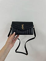 Женская сумка клатч Yves Saint Laurent Kate Box Black/Gold (черная) KIS06045 маленькая сумочка с эмблемой YSL