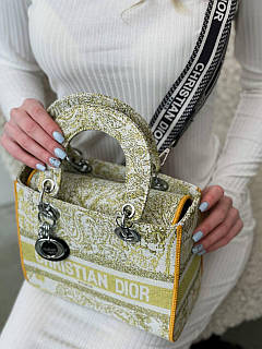 Женская подарочная сумка Dior Lady D-Lite lemon (зеленая) арт 1016