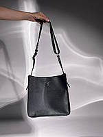 Женская сумка Prada Leather Hobo Bag Black (черная) KIS05072 стильная изящная гламурная сумочка Прада cross