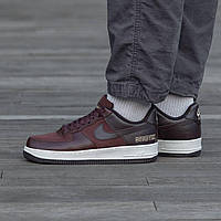 Мужские кроссовки Nike Air Force Gore-Tex Brown (коричневые на белой подошве) стильные качественные деми i1482