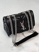 Женская сумка клатч Yves Saint Laurent Puff Mini Black Silver (черная) torba0211 маленькая сумочка с эмблемой